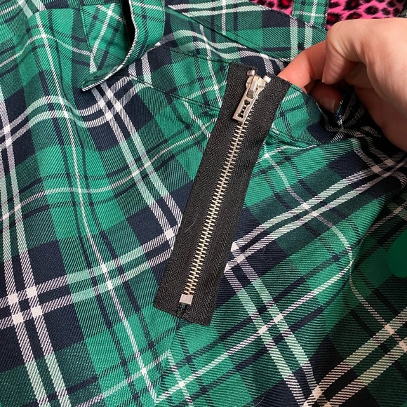 Royal bones green plaid skirt with straps. - Picture 6 of 10